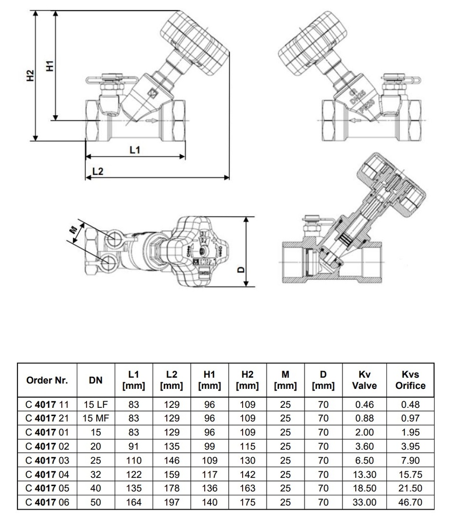 Balancing Valve Iso/Reg Fixed Orifice Threaded Brass FlowQuip